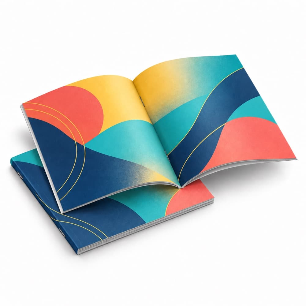 Otwarty katalog z kolorowymi stronami